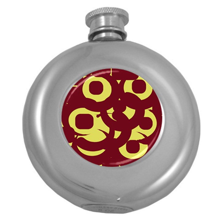 Illustration Art Pattern Design Painting- Round Hip Flask (5 oz)