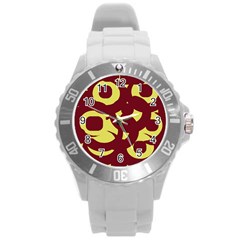 Illustration Art Pattern Design Painting- Round Plastic Sport Watch (l) by Wegoenart