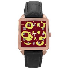 Illustration Art Pattern Design Painting- Rose Gold Leather Watch  by Wegoenart