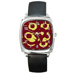 Illustration Art Pattern Design Painting- Square Metal Watch by Wegoenart