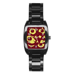 Illustration Art Pattern Design Painting- Stainless Steel Barrel Watch by Wegoenart