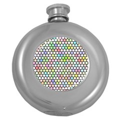 Honeycomb Art Pattern Design Background Round Hip Flask (5 Oz) by Wegoenart