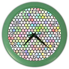 Honeycomb Art Pattern Design Background Color Wall Clock by Wegoenart