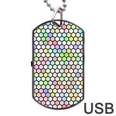 Honeycomb Art Pattern Design Background Dog Tag Usb Flash (two Sides) by Wegoenart