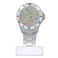 Honeycomb Art Pattern Design Background Plastic Nurses Watch by Wegoenart