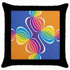 Illustration Abstract Background Pattern Rainbow Color Throw Pillow Case (black) by Wegoenart