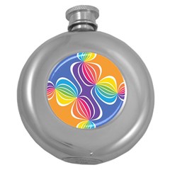 Illustration Abstract Background Pattern Rainbow Color Round Hip Flask (5 Oz) by Wegoenart