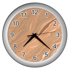 Abstract Marble Effect Earth Stone Texture Wall Clock (silver) by Wegoenart