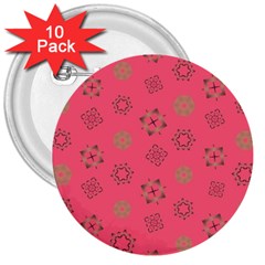 Pink Art Pattern Design Geometric 3  Buttons (10 Pack)  by Wegoenart