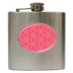 Pink Art Pattern Design Geometric Hip Flask (6 Oz) by Wegoenart