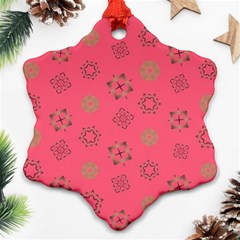 Pink Art Pattern Design Geometric Snowflake Ornament (two Sides)