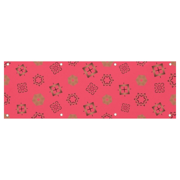 Pink Art Pattern Design Geometric Banner and Sign 9  x 3 