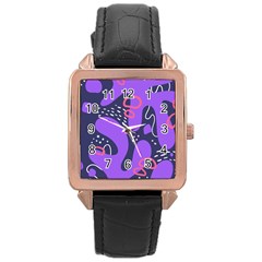 Abstract Background Shape Shapes Rose Gold Leather Watch  by Wegoenart