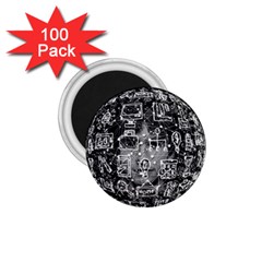 Black White Background Burnout Template Doodle 1 75  Magnets (100 Pack)  by Wegoenart