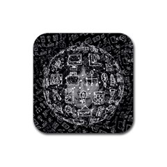 Black White Background Burnout Template Doodle Rubber Coaster (square) by Wegoenart