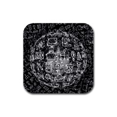 Black White Background Burnout Template Doodle Rubber Square Coaster (4 Pack) by Wegoenart