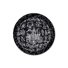 Black White Background Burnout Template Doodle Rubber Coaster (round) by Wegoenart