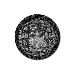 Black White Background Burnout Template Doodle Magnet 3  (round) by Wegoenart