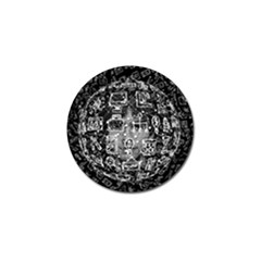 Black White Background Burnout Template Doodle Golf Ball Marker by Wegoenart