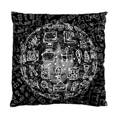 Black White Background Burnout Template Doodle Standard Cushion Case (two Sides) by Wegoenart