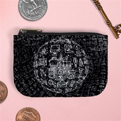 Black White Background Burnout Template Doodle Mini Coin Purse by Wegoenart