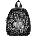 Black White Background Burnout Template Doodle School Bag (Small) Front