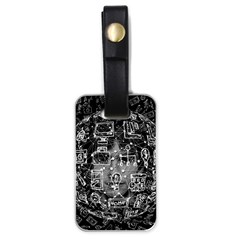 Black White Background Burnout Template Doodle Luggage Tag (one Side) by Wegoenart