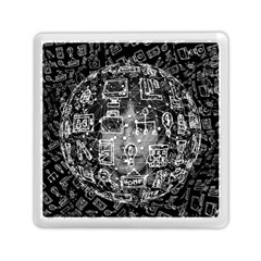 Black White Background Burnout Template Doodle Memory Card Reader (square) by Wegoenart