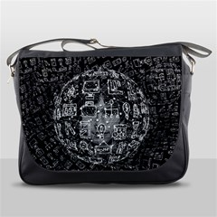 Black White Background Burnout Template Doodle Messenger Bag by Wegoenart