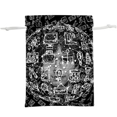 Black White Background Burnout Template Doodle  Lightweight Drawstring Pouch (xl) by Wegoenart