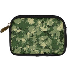 Green Leaves Camouflage Pattern Digital Camera Leather Case by Wegoenart