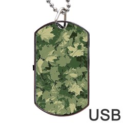 Green Leaves Camouflage Pattern Dog Tag Usb Flash (two Sides) by Wegoenart