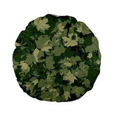 Green Leaves Camouflage Pattern Standard 15  Premium Flano Round Cushions by Wegoenart