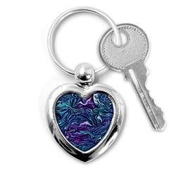 Illustration Abstract Waves Background Texture Key Chain (heart) by Wegoenart