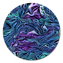 Illustration Abstract Waves Background Texture Magnet 5  (round) by Wegoenart