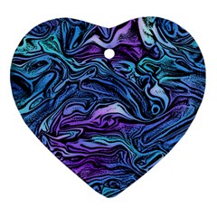 Illustration Abstract Waves Background Texture Heart Ornament (two Sides)