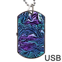 Illustration Abstract Waves Background Texture Dog Tag Usb Flash (one Side) by Wegoenart