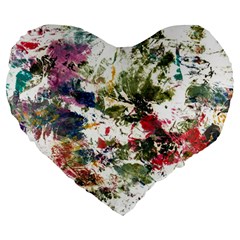 Art Creativity Painting Abstract Large 19  Premium Flano Heart Shape Cushions by Wegoenart