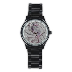 Art Illustration Abstract Background Watercolor Stainless Steel Round Watch by Wegoenart