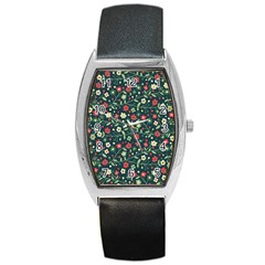 Flowering-branches-seamless-pattern Barrel Style Metal Watch by Zezheshop