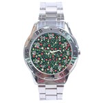 Flowering-branches-seamless-pattern Stainless Steel Analogue Watch Front