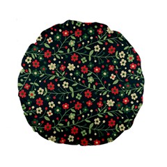 Flowering-branches-seamless-pattern Standard 15  Premium Round Cushions by Zezheshop