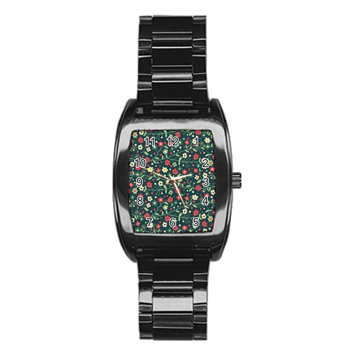 Flowering-branches-seamless-pattern Stainless Steel Barrel Watch