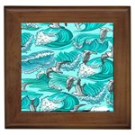 Sea waves seamless pattern Framed Tile Front