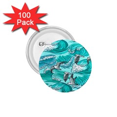 Sea Waves Seamless Pattern 1 75  Buttons (100 Pack)  by Wegoenart