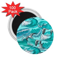 Sea Waves Seamless Pattern 2 25  Magnets (100 Pack)  by Wegoenart