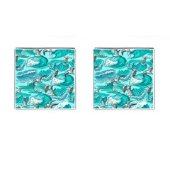 Sea Waves Seamless Pattern Cufflinks (square) by Wegoenart