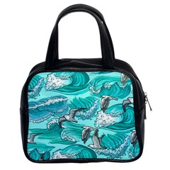 Sea Waves Seamless Pattern Classic Handbag (two Sides) by Wegoenart