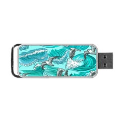 Sea Waves Seamless Pattern Portable Usb Flash (one Side) by Wegoenart