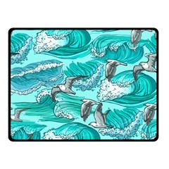 Sea Waves Seamless Pattern Double Sided Fleece Blanket (small)  by Wegoenart